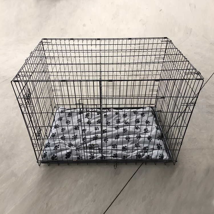 双门黑色狗笼带隔网（106x71x76cm)